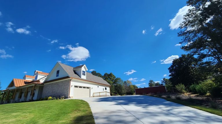 Home exterior with a new driveway